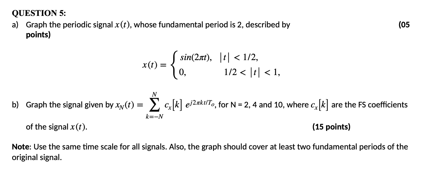 Solved Question 5 A Graph The Periodic Signal X T Whose