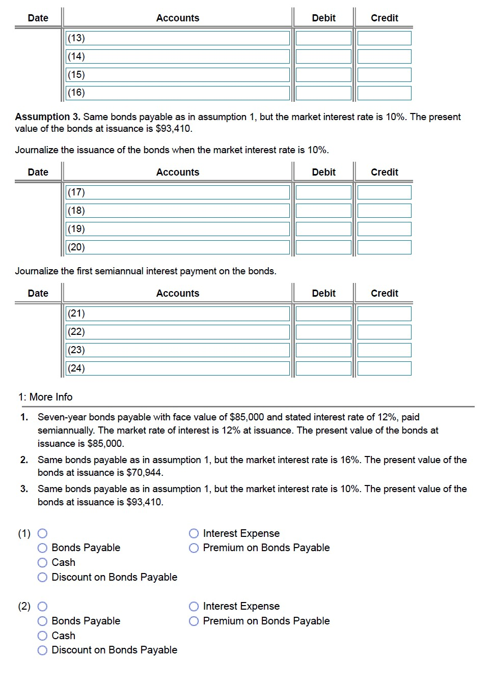 Solved 13. Review the following three bonds payable | Chegg.com