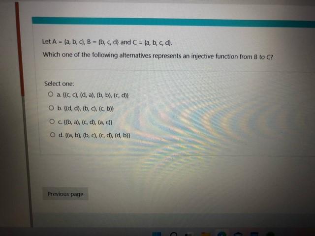 Solved Let A={a,b,c),B={b,c,d} And C={a,b,c,d). Which One Of | Chegg.com