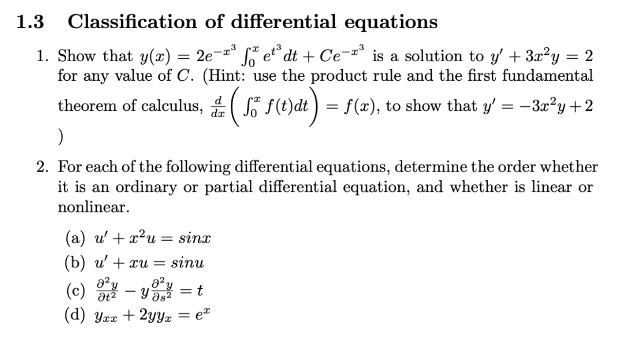 [Solved]: .3 Classification of differential equations 1. Sh