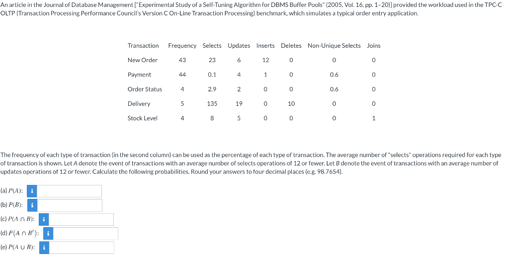 Solved oltp transaction processing performance council s chegg