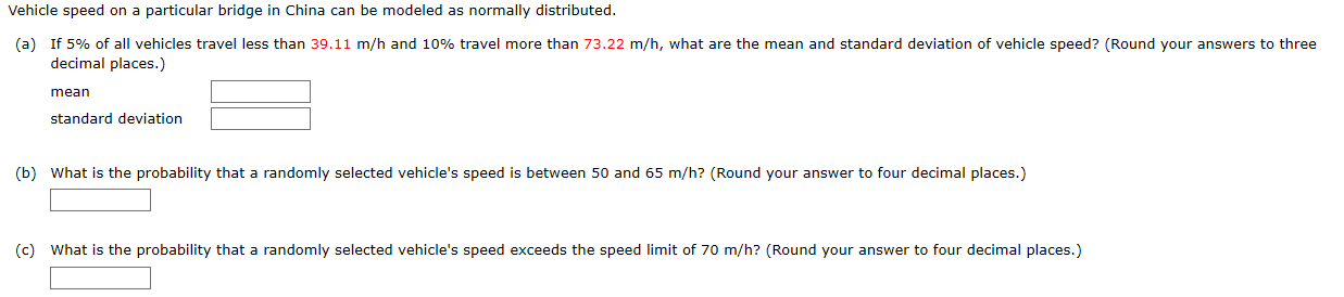 Solved Vehicle speed on a particular bridge in China can be | Chegg.com