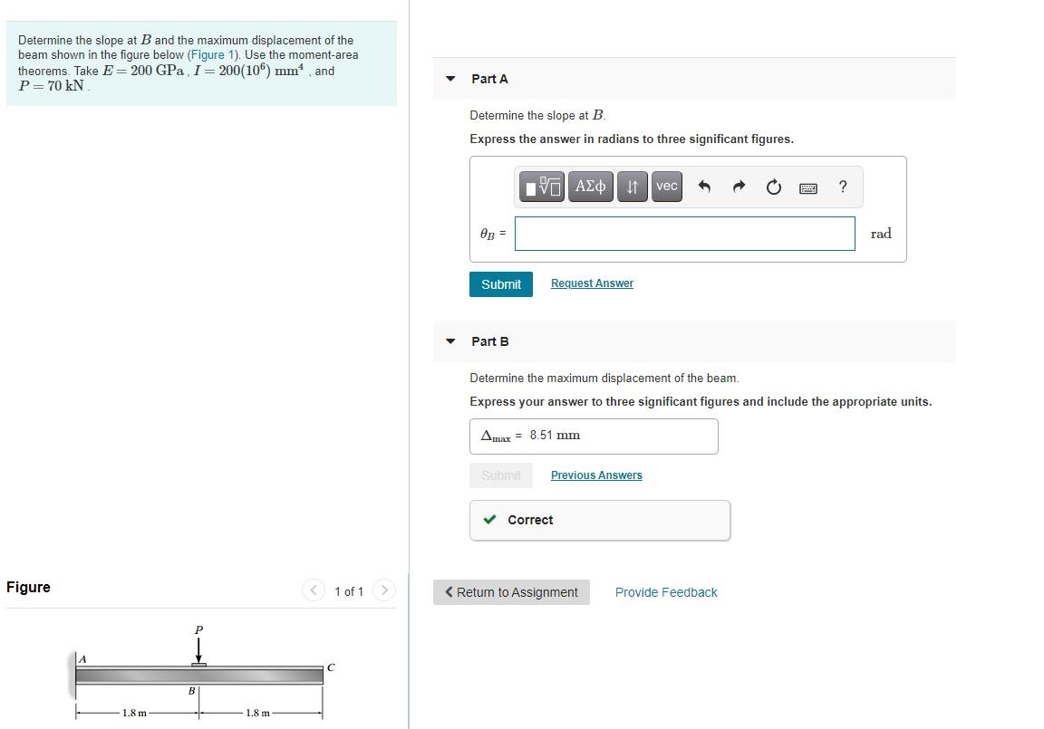 Solved Determine the slope at B and the maximum displacement | Chegg.com