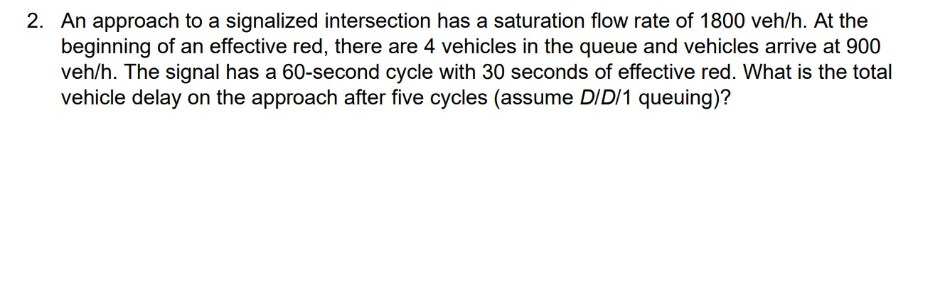 Solved 2. An Approach To A Signalized Intersection Has A | Chegg.com