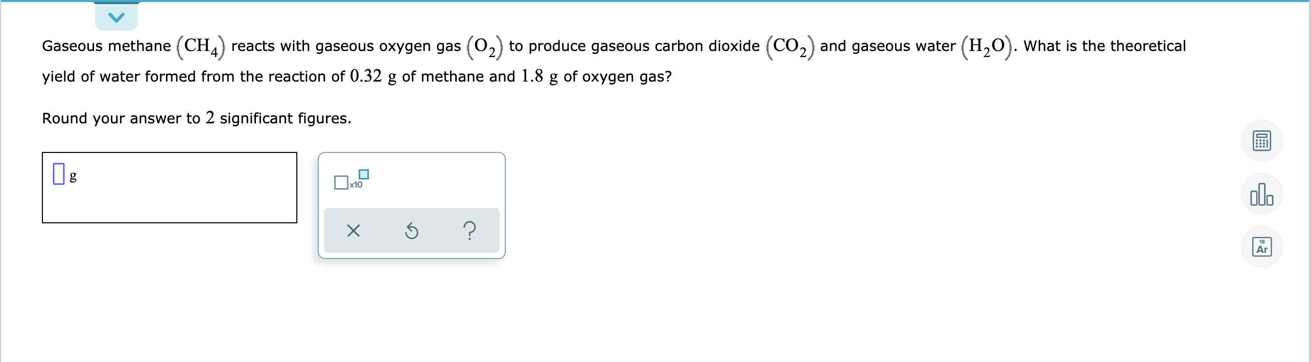 Solved Gaseous methane (CH4) reacts with gaseous oxygen gas