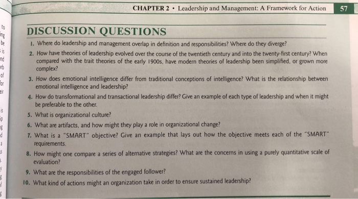 Solved CHAPTER 2 Leadership And Management: A Framework For | Chegg.com