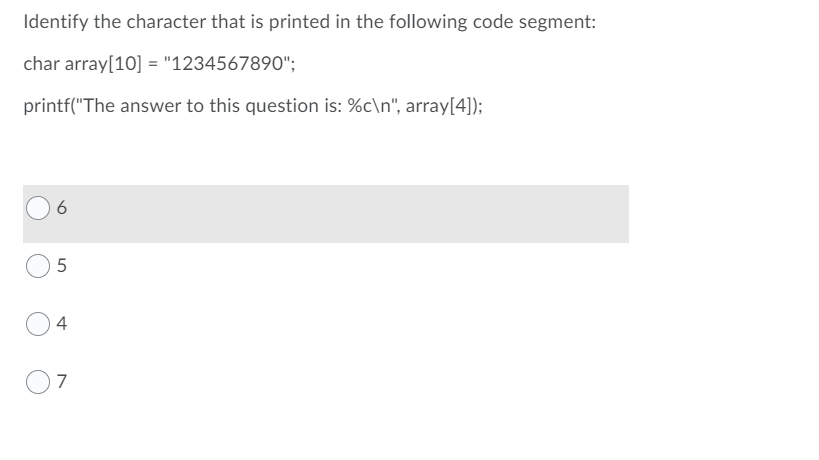 Solved Identify the character that is printed in the | Chegg.com