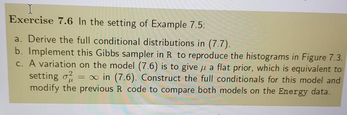1 Exercise 7.6 In the setting of Example 7.5: a. | Chegg.com