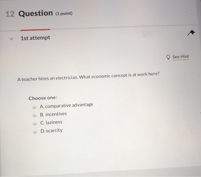 Solved 12 Question (1 point) 1st attempt See Hint A teacher | Chegg.com