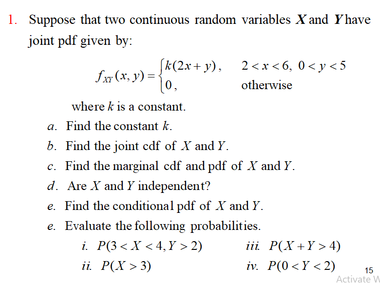 Solved 1 Suppose That Two Continuous Random Variables X And