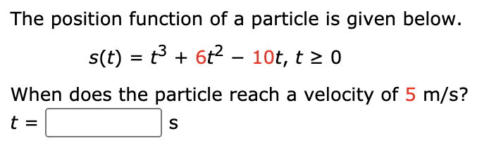 Solved The position function of a particle is given below. | Chegg.com