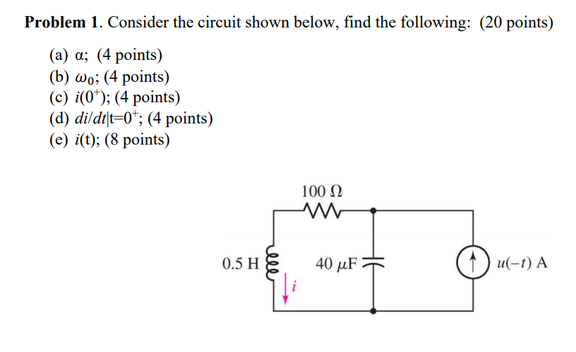 Solved Problem 1. Consider The Circuit Shown Below, Find The | Chegg.com