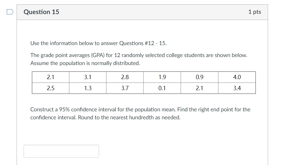 Solved Question 12 1 pts Use the information below to answer | Chegg.com