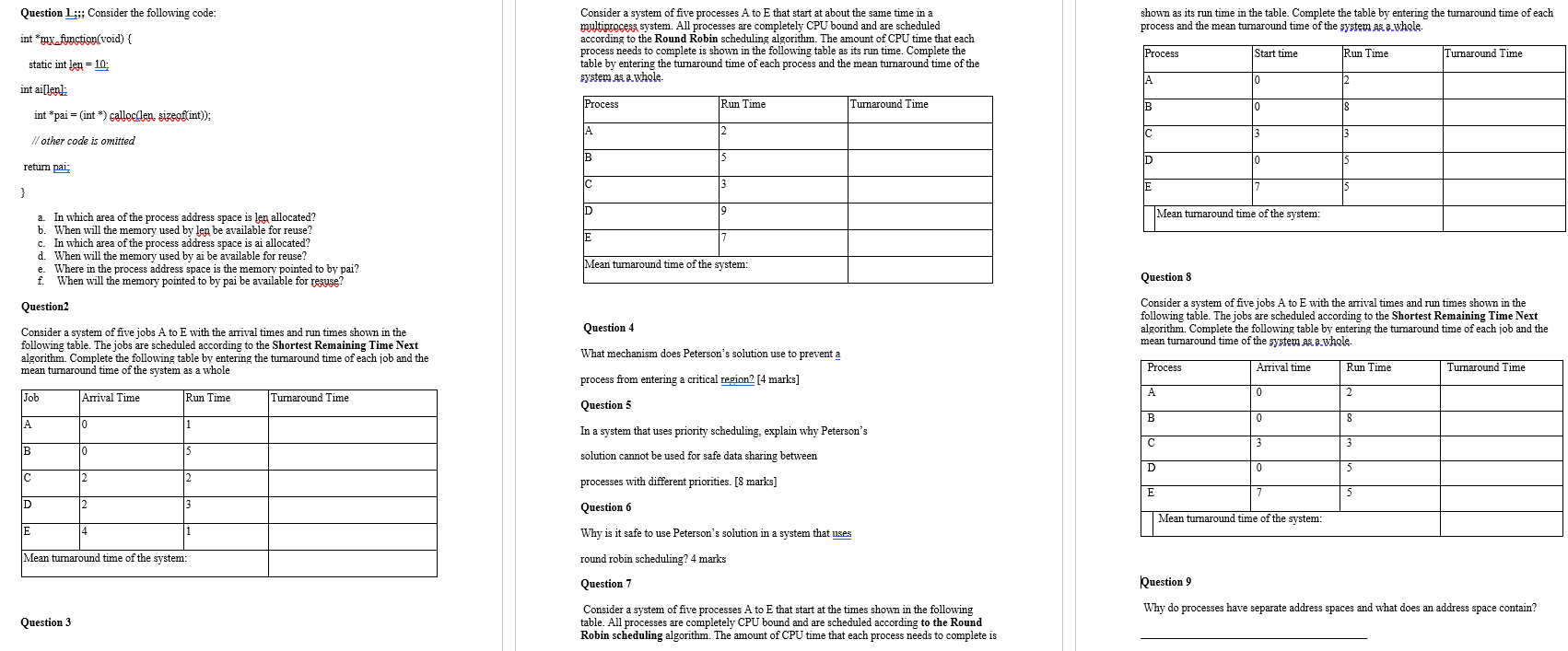 Solved Question 1; Consider the following code: shown as its | Chegg.com