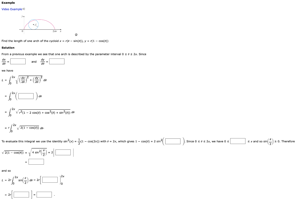 Solved Video Example Find the length of one arch of the | Chegg.com