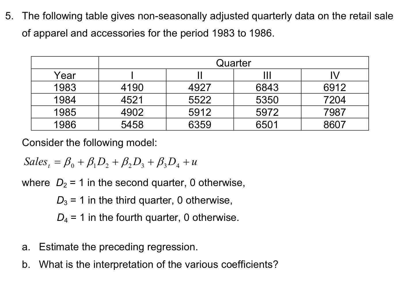 Solved The Following Table Gives Non-seasonally Adjusted | Chegg.com