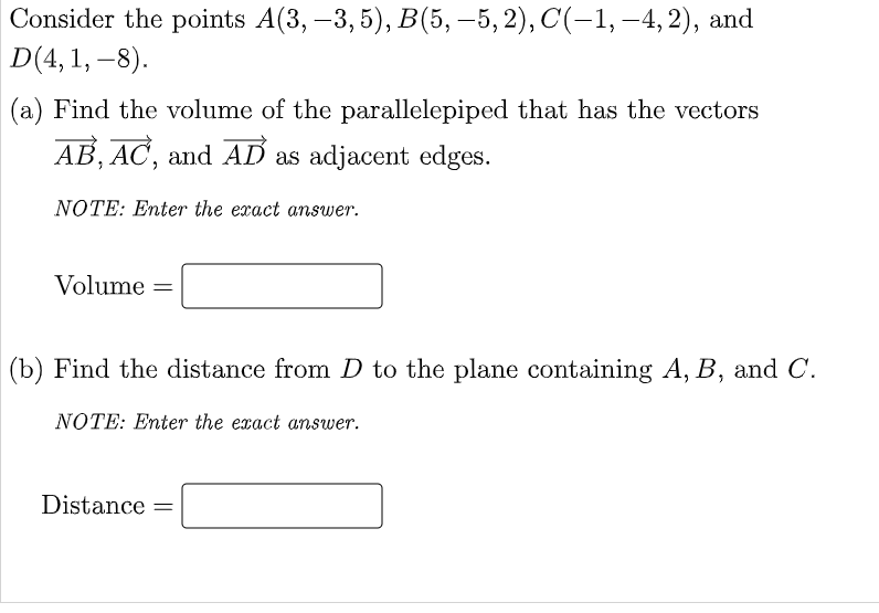 Solved Consider The Points A(3, -3,5), B(5, -5,2), C(-1, | Chegg.com