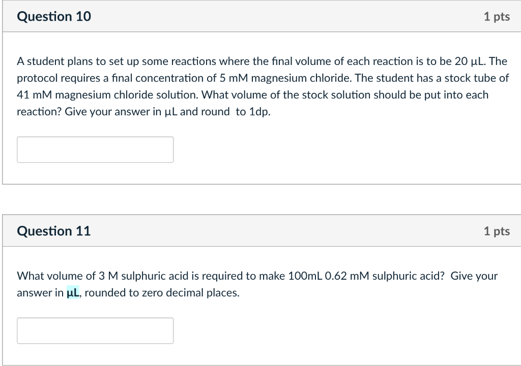 Solved Question 10 1 pts A student plans to set up some | Chegg.com