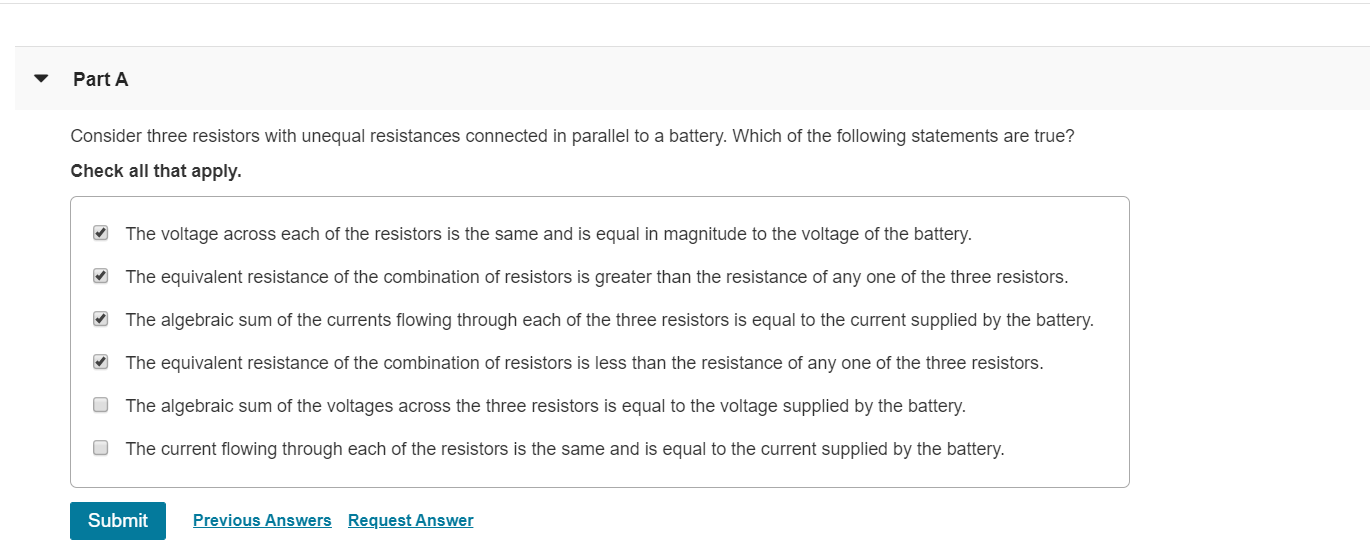 Solved Part A Consider Three Resistors With Unequal Resis...
