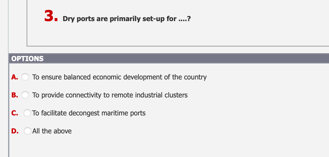 Solved OPTIONSA. ﻿To ensure balanced economic development of | Chegg.com