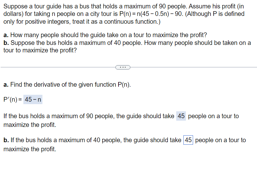 Solved Suppose a tour guide has a bus that holds a maximum | Chegg.com