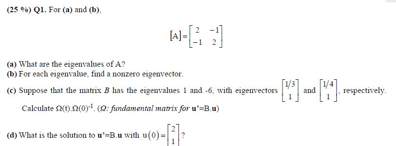 Solved (25 %) Q1. For (a) And (b), 2-17 [A]= 2 (a) What Are | Chegg.com