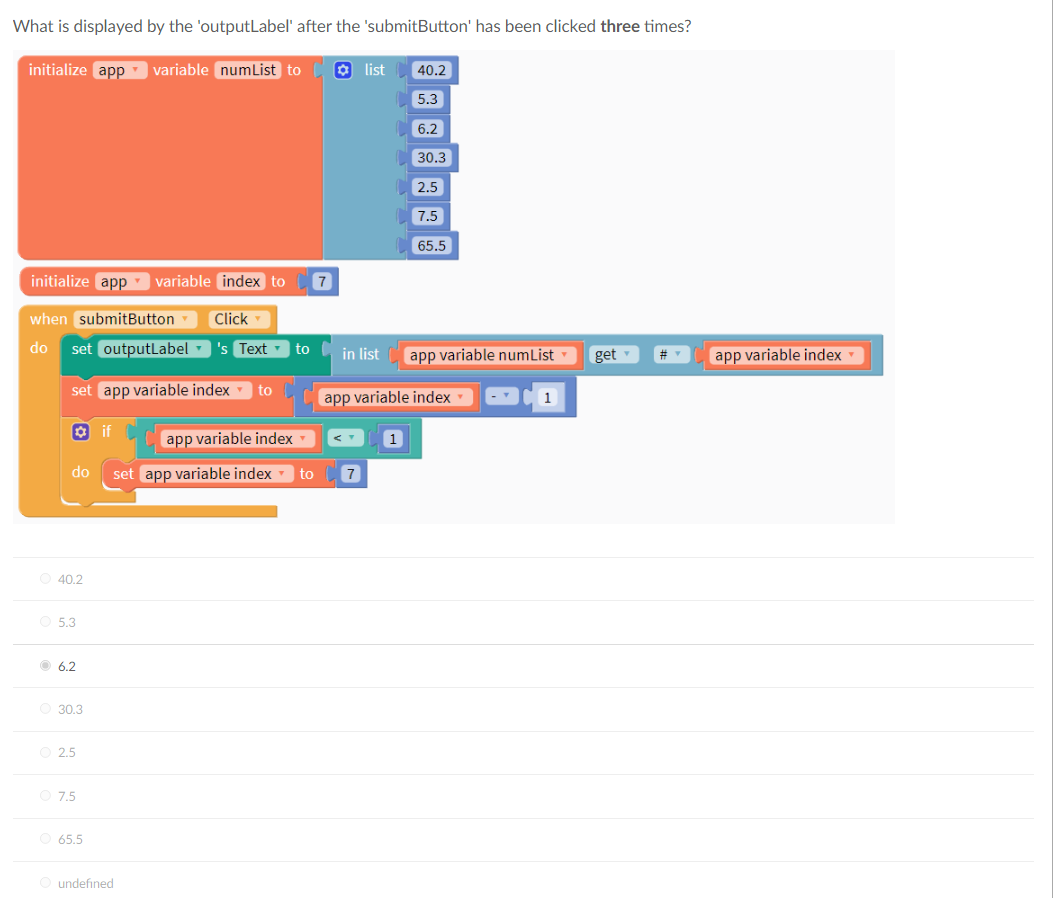 Solved What is displayed by the 'outputLabel' after the | Chegg.com