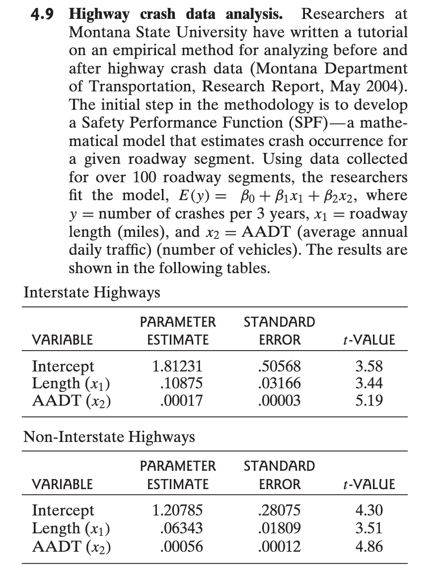 Solved 4.9 Highway crash data analysis. Researchers at
