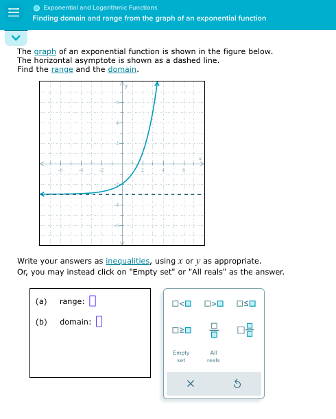 finding domain of exponential functions