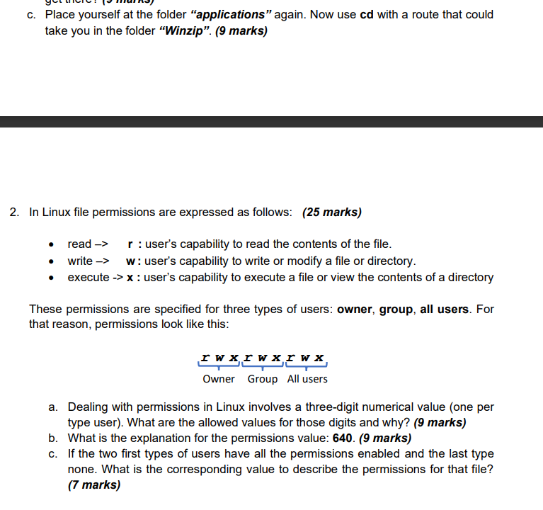 Solved 1. Given the following file structure: (25 marks) C: | Chegg.com
