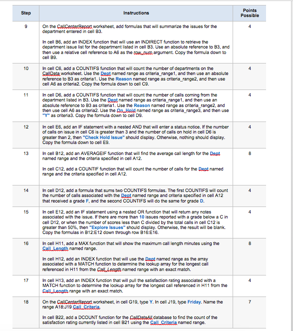 Points Possible Step Instructions 9 On the | Chegg.com