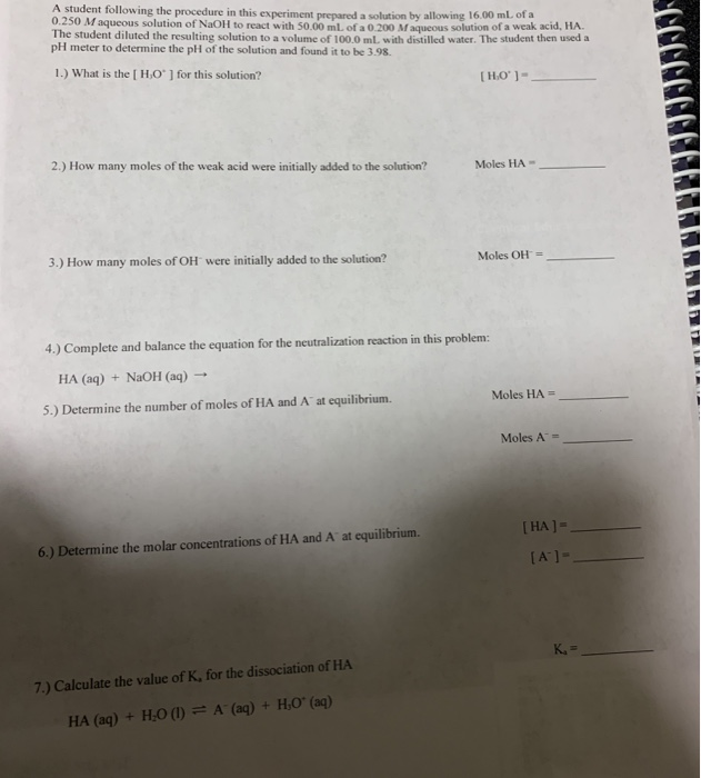 Solved A student following the procedure in this experiment | Chegg.com
