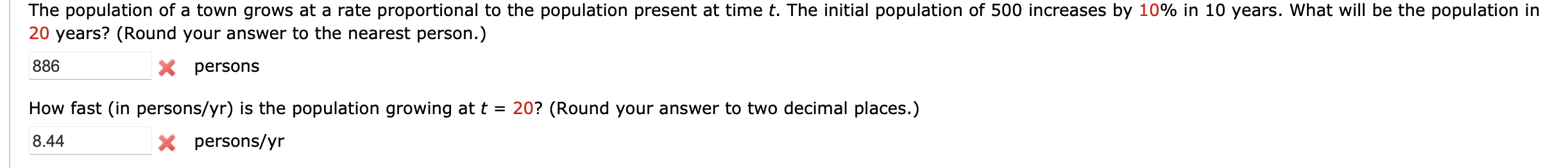 Solved The population of a town grows at a rate proportional | Chegg.com