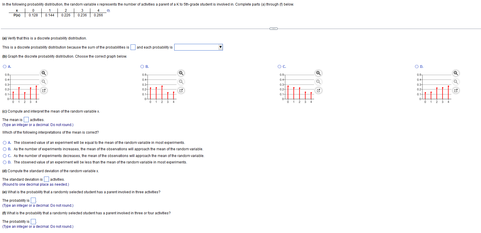 Solved In the following probability distribution, the random | Chegg.com
