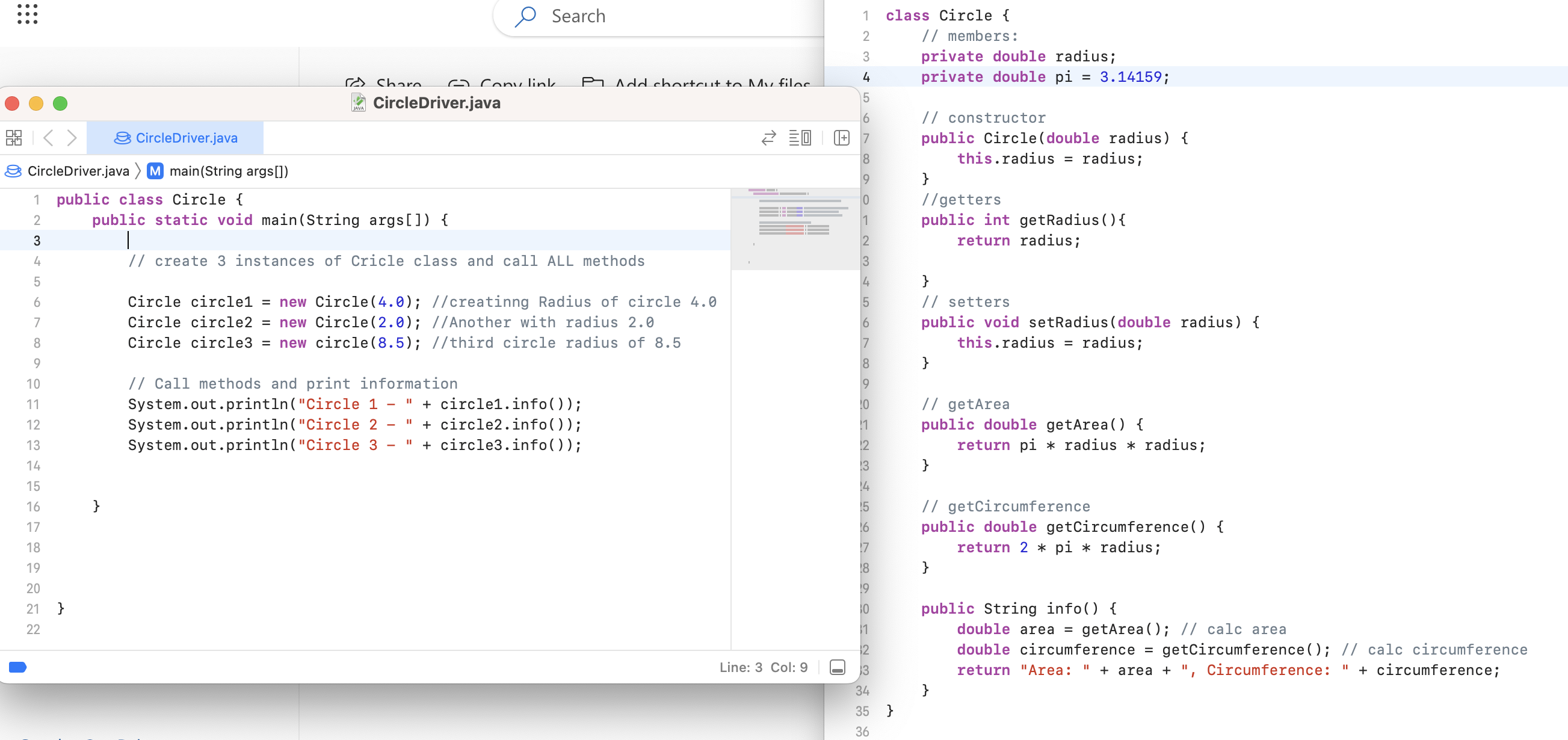 Solved Java code in main and driver file not working? Whats | Chegg.com
