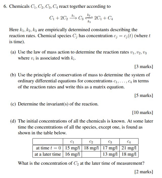 Solved 6. Chemicals C₁, C2, C3, C4 react together according | Chegg.com