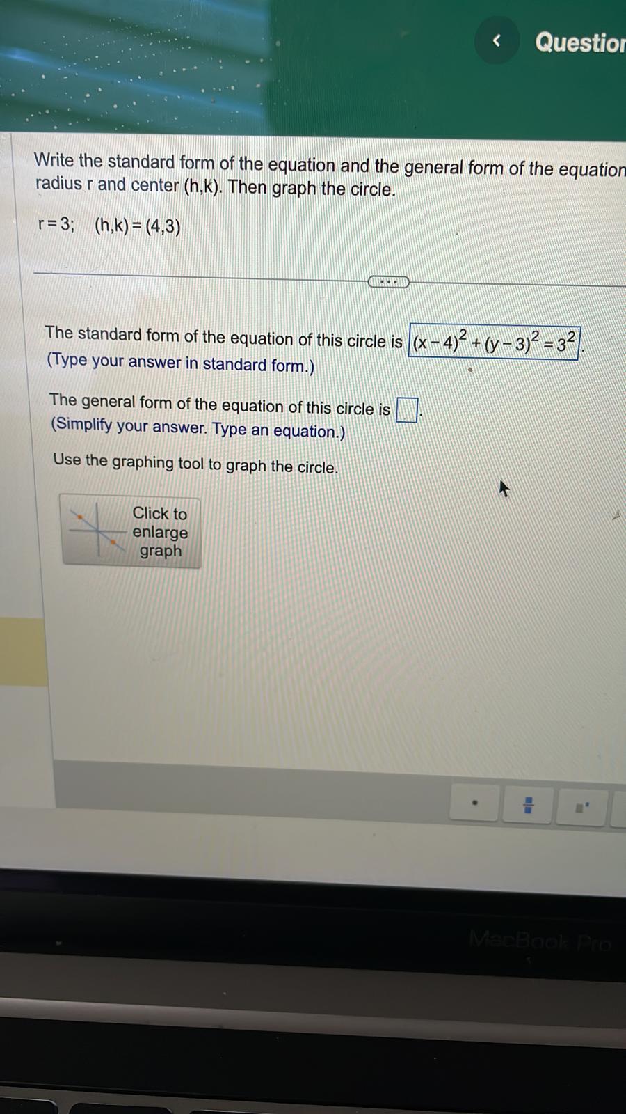 Solved Write the standard form of the equation and the