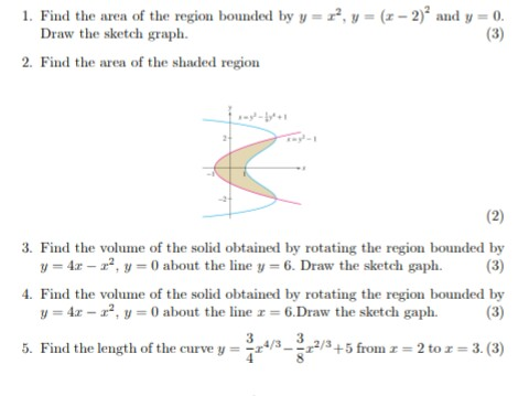 Solved 1. Find the area of the region bounded by y = r?, y = | Chegg.com