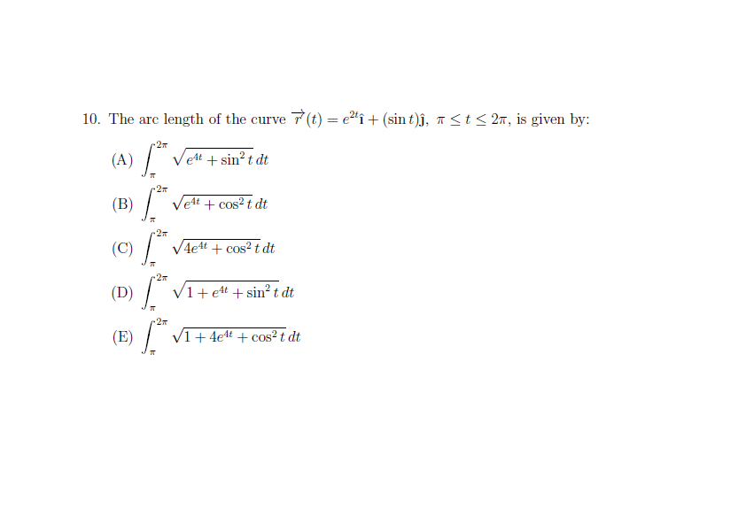 10 The Arc Length Of The Curve U T E I Chegg Com