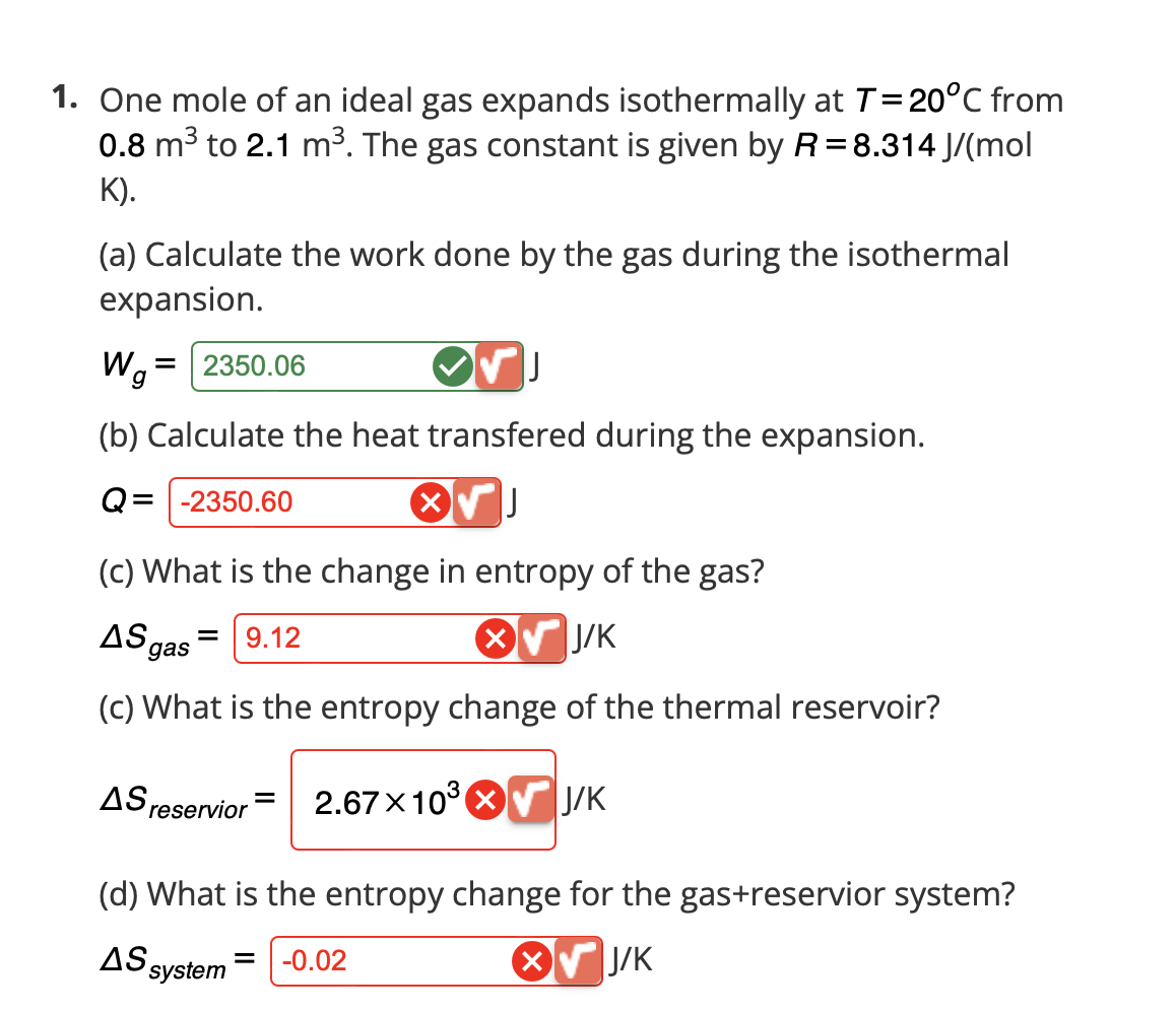 Solved 1. One Mole Of An Ideal Gas Expands Isothermally At T | Chegg.com