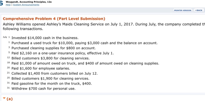 Solved (b) And (c) (b) Prepare A Trial Balance At July 31 On | Chegg.com