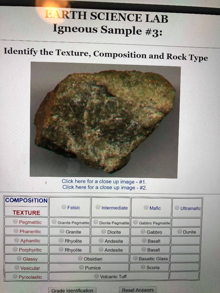 Rocks and minerals identification lab