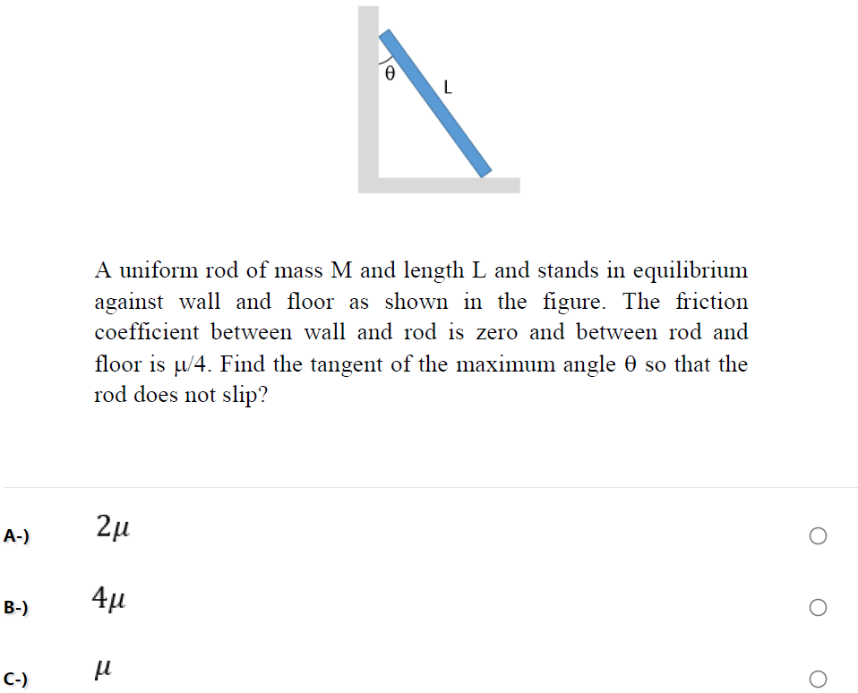 Solved L A Uniform Rod Of Mass M And Length L And Stands In | Chegg.com