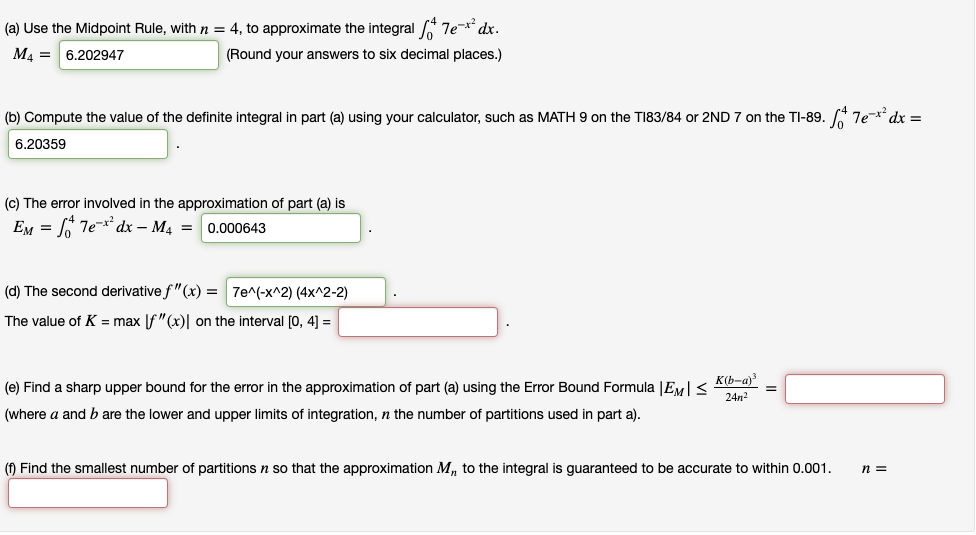 Solved (a) Use Simpson's Rule, with n = 6, to approximate