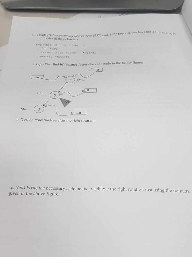 Solved 6 10pt balanced binary search tree bst and avlj chegg