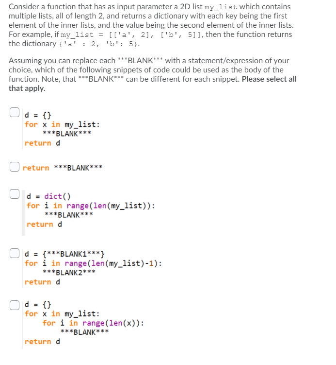 Solved Consider a function that has as input parameter a 2D | Chegg.com