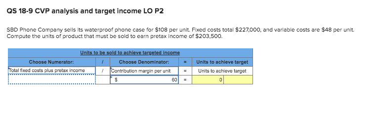 Solved QS 18-9 CVP analysis and target income LO P2 SBD | Chegg.com
