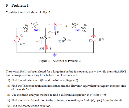 Solved 3 Problem 3. Consider the circuit shown in Fig. 3. | Chegg.com