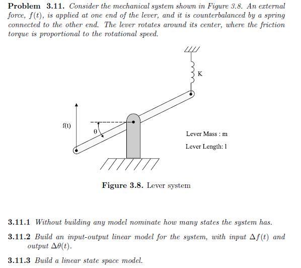 Problem 3.11. Consider the mechanical system shown in | Chegg.com