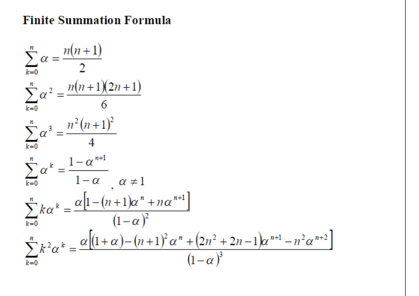 Finite Summation Formula | Chegg.com